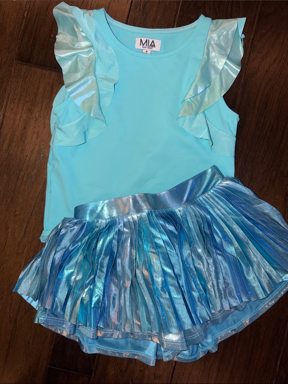 MIA Metallic Aqua Blue Ruffle Dance Set